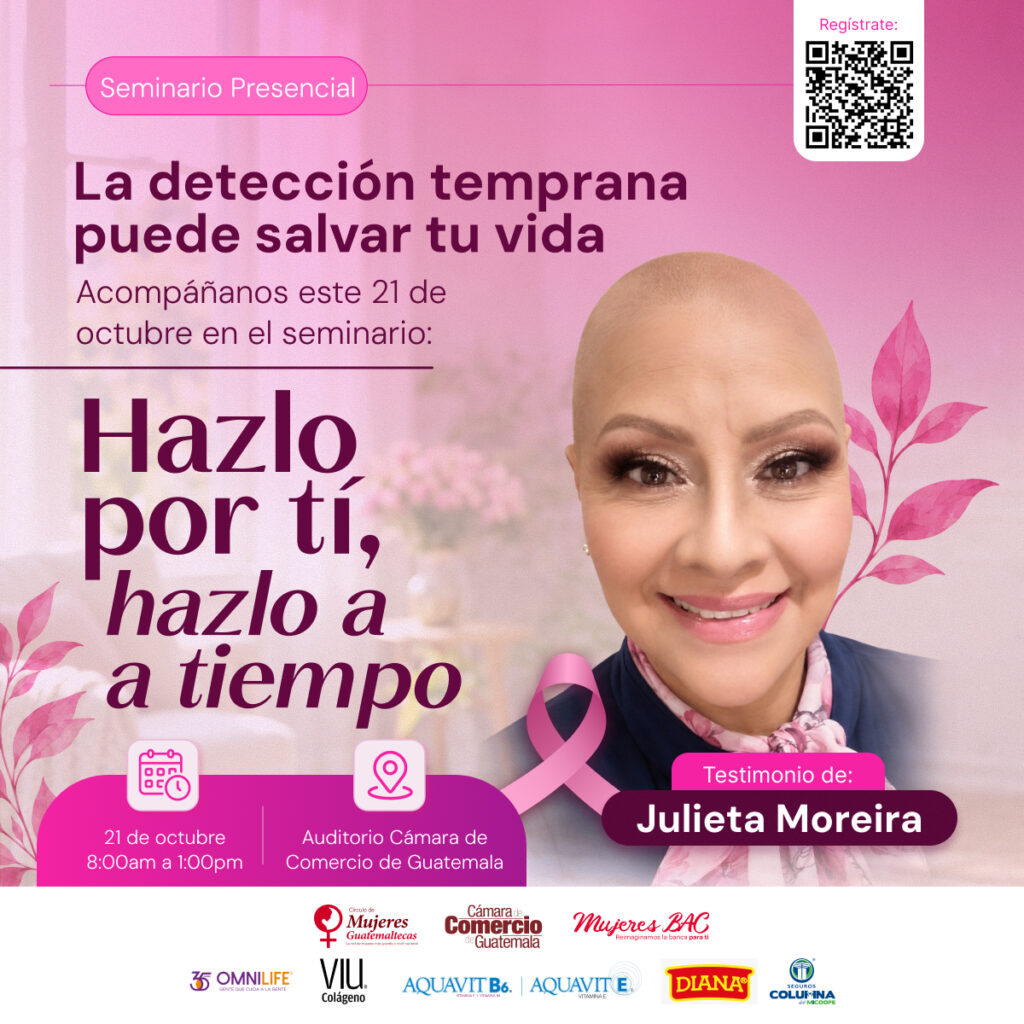 Afiche del seminario Hazlo por ti, hazlo a tiempo, con el testimonio anunciado de Julieta Moreira.