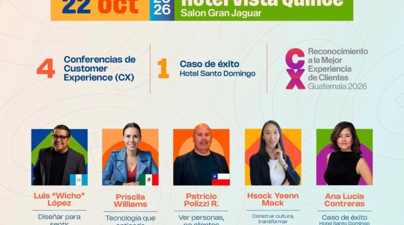 Afiche oficial de CXDay Guatemala 2026, el 22 de octubre en Hotel Vista Quince, salón Gran Jaguar.